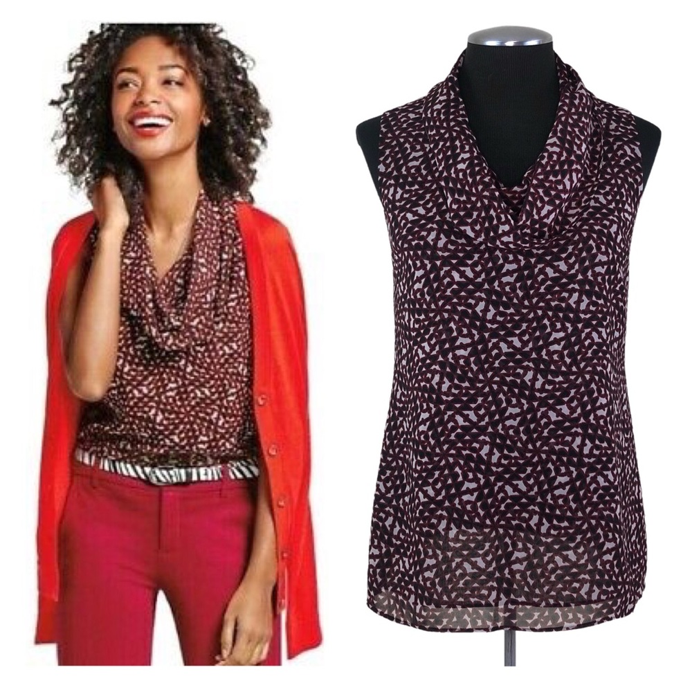 CAbi - Venus Sleeveless Cowl Neck Print Top #3271 - Extra Small XS